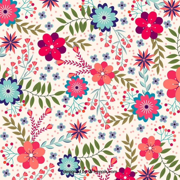 Lovely floral background with flat design