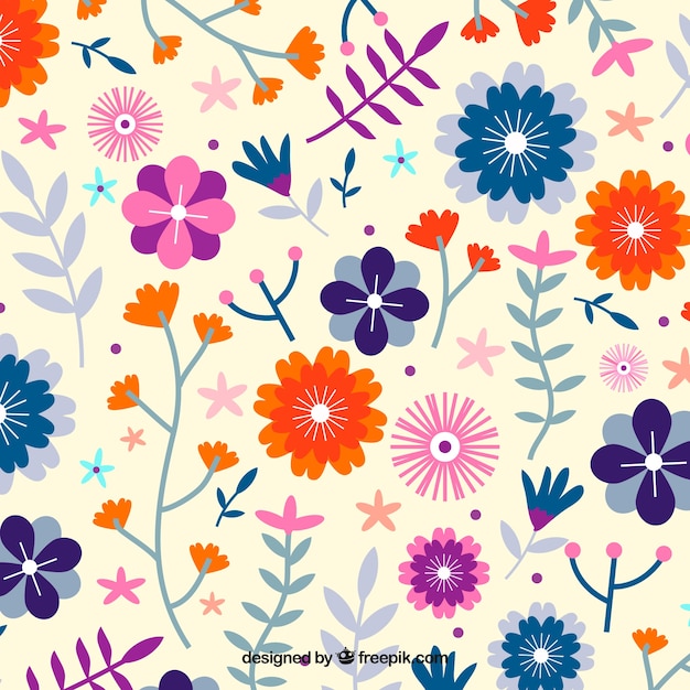 Lovely floral background with flat design