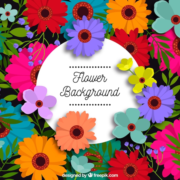 Lovely floral background with flat design