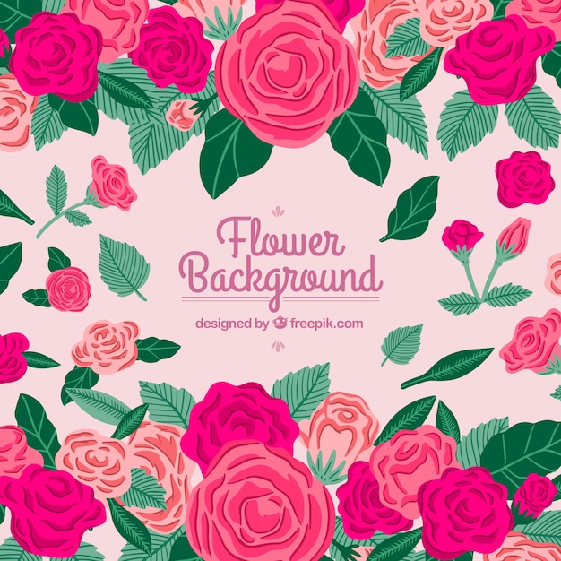 Free Vector lovely floral background with flat design