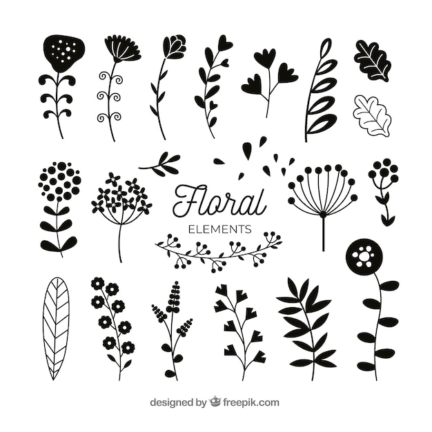 Lovely floral element collection with flat design