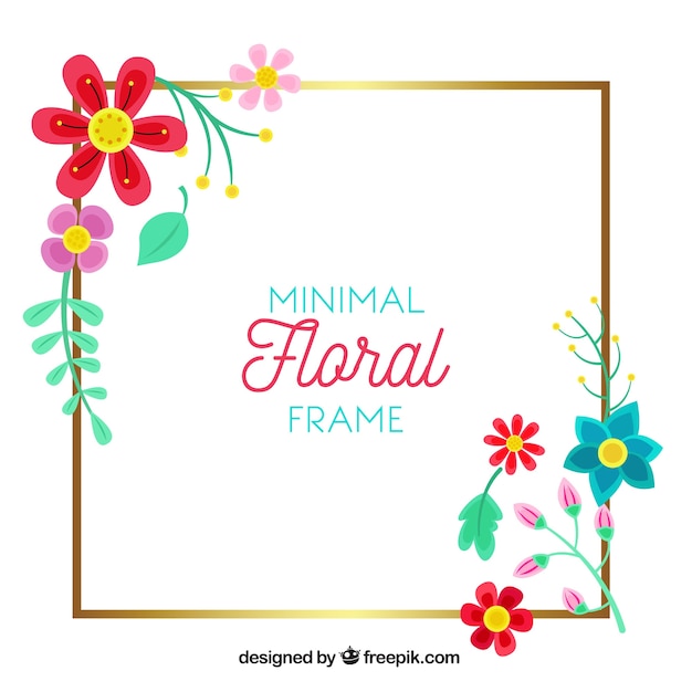 Lovely floral frame with flat design