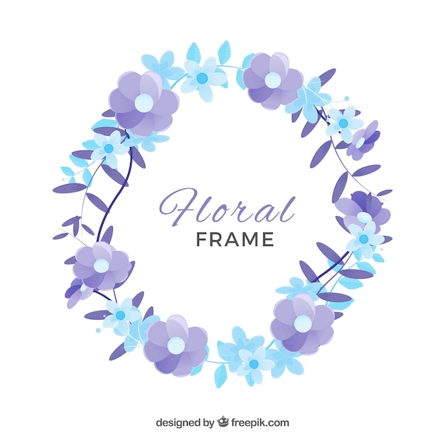 Lovely floral frame with flat design