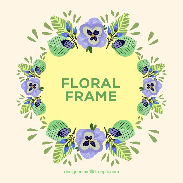 Free vector lovely floral frame with flat design