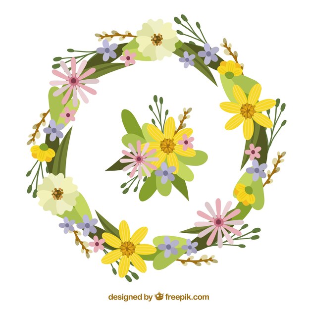 Lovely floral frame with flat design