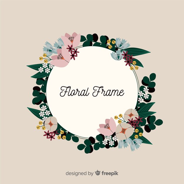 Lovely floral frame with flat design