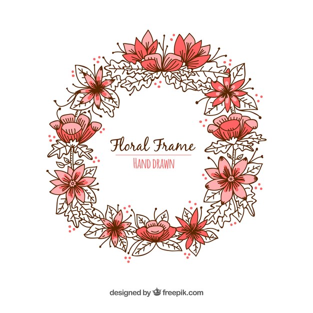 Lovely floral frame with hand drawn style