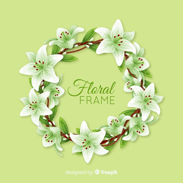 Free Vector lovely floral frame with realistic design