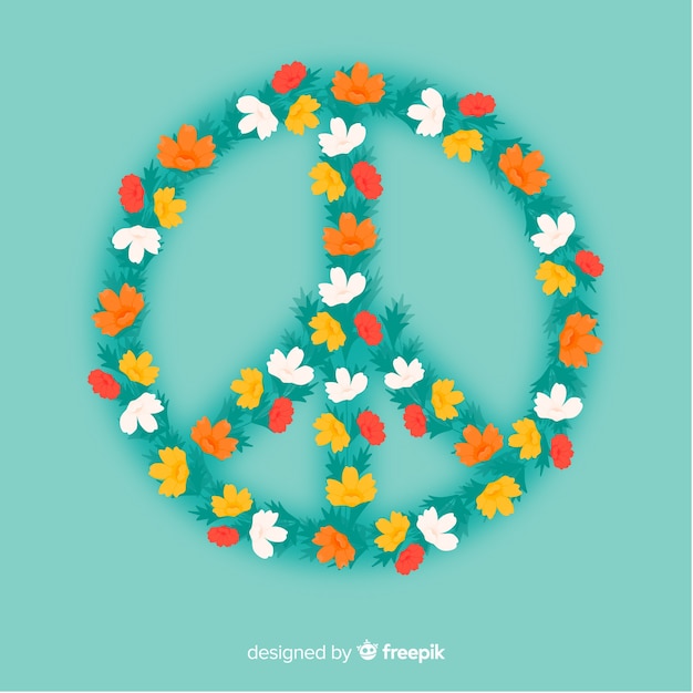 Free Vector lovely floral peace symbol