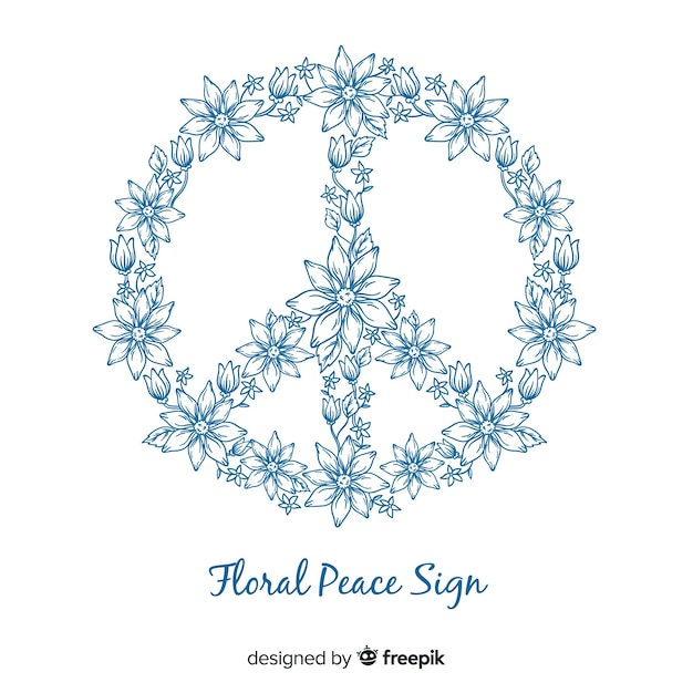 Free vector lovely floral peace symbol