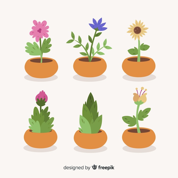 Free vector lovely flower collection with flat design