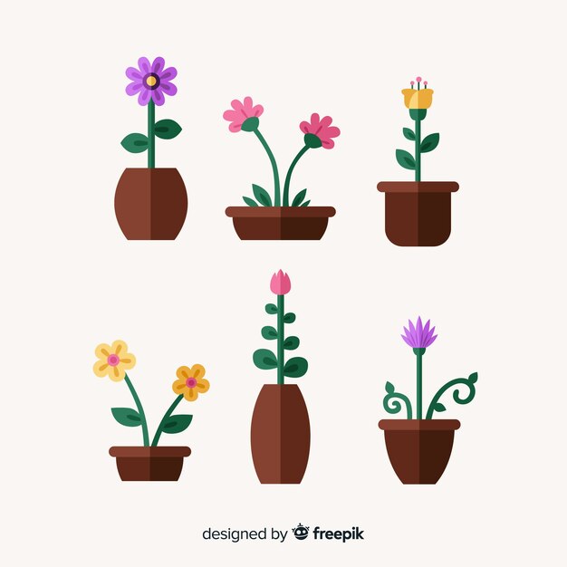 Lovely flower collection with flat design