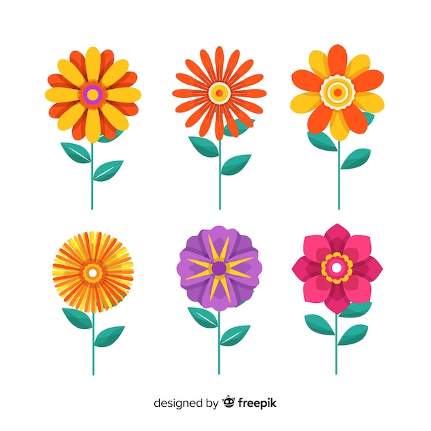 Lovely flowers collection with flat design