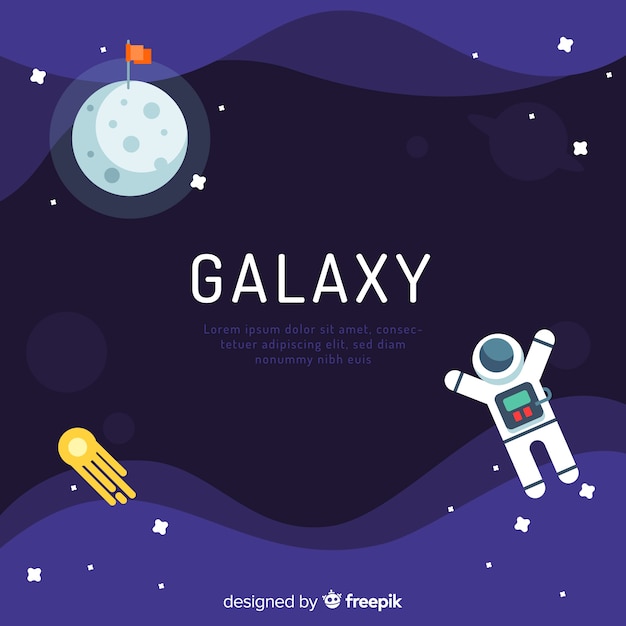 Lovely galaxy background with flat design