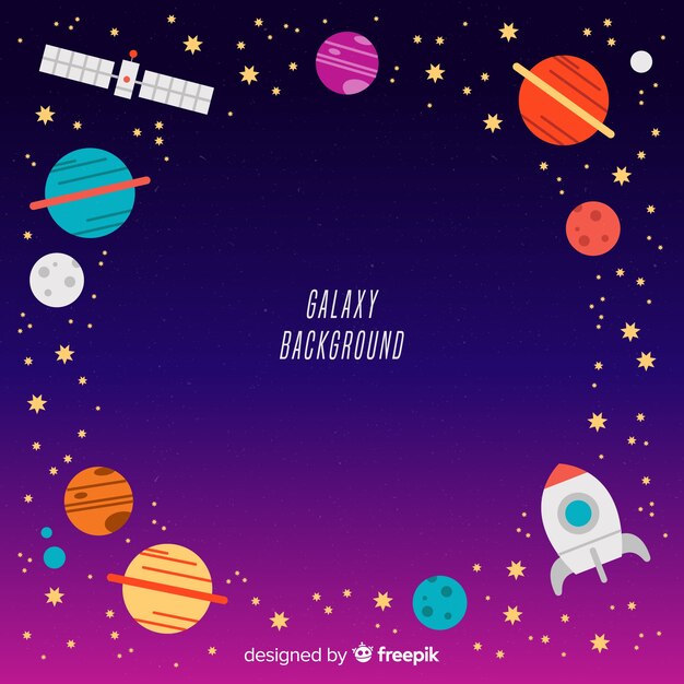 Lovely galaxy background with flat design