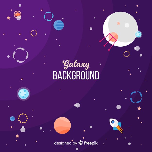 Lovely galaxy background with flat design