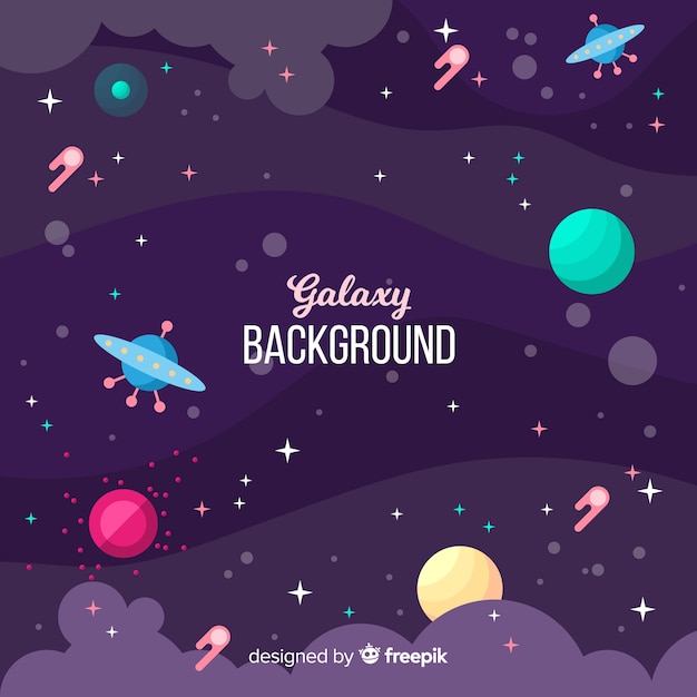 Free Vector lovely galaxy background with flat design