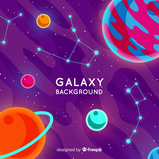 Lovely galaxy background with flat design