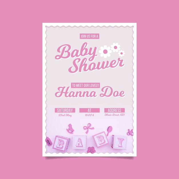 Lovely girl baby shower invitation