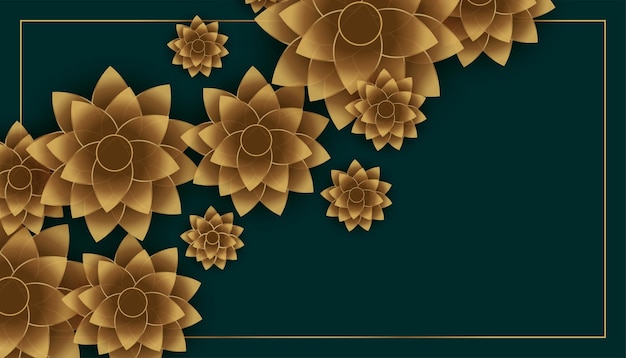 Free Vector lovely golden flowers with text space premium background