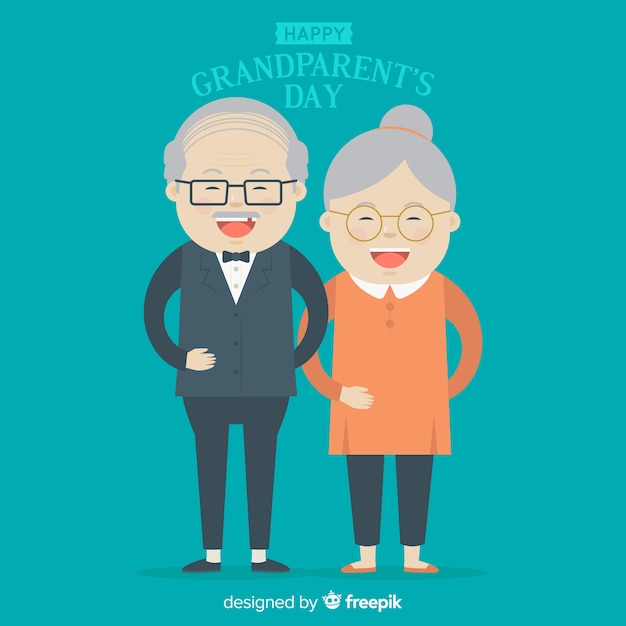 Free vector lovely grandparents day composition with flat design