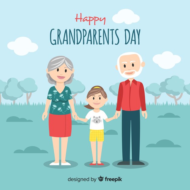 Lovely grandparents day composition with flat design