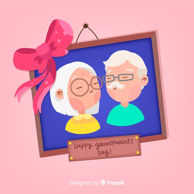 Free Vector lovely grandparents day composition with flat design