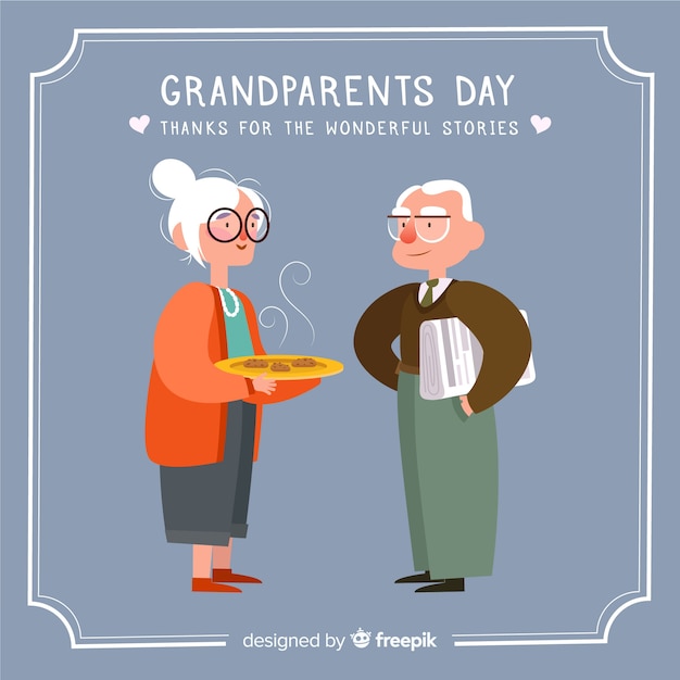 Free Vector lovely grandparents day composition with flat design