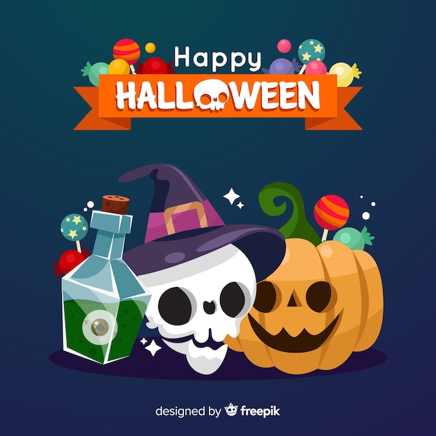 Lovely halloween background with flat design