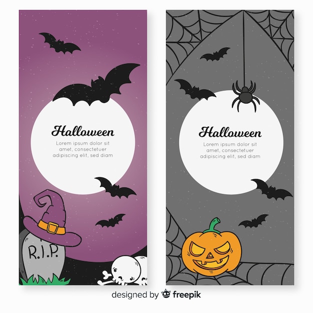 Free vector lovely halloween banners