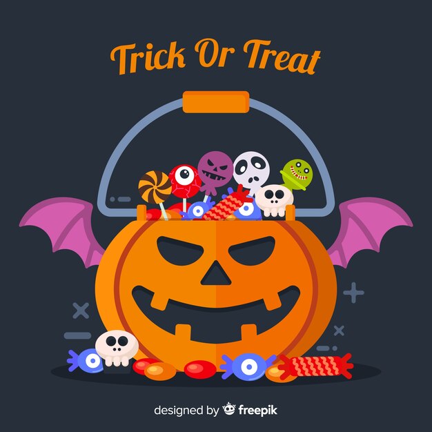 Lovely halloween candy bag with flat design