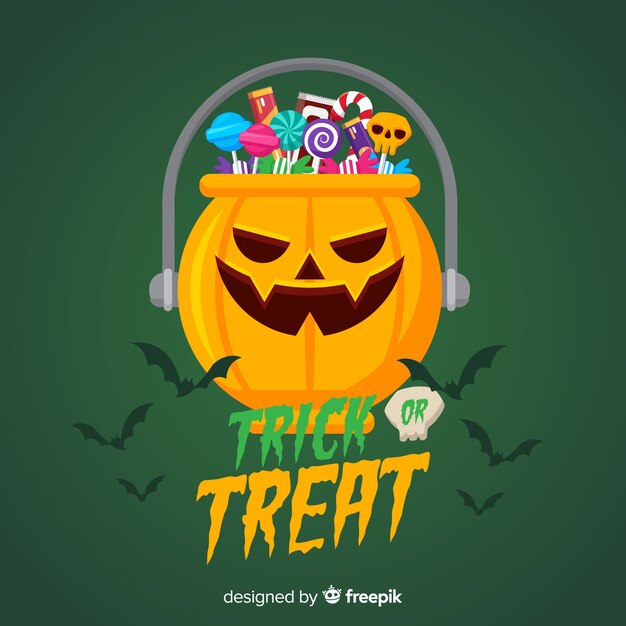 Lovely halloween candy bag with flat design