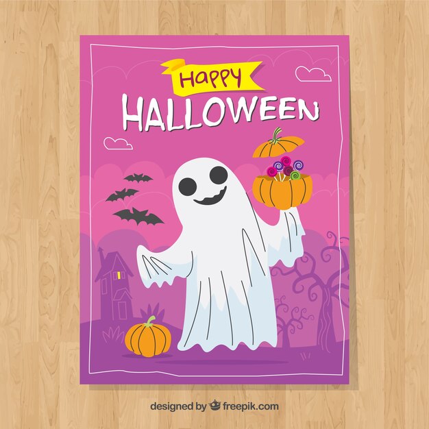 Lovely halloween card with ghost