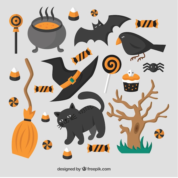 Free Vector lovely halloween elements