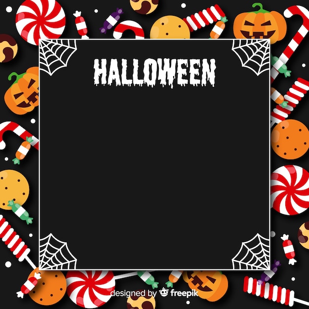 Lovely halloween frame with flat design