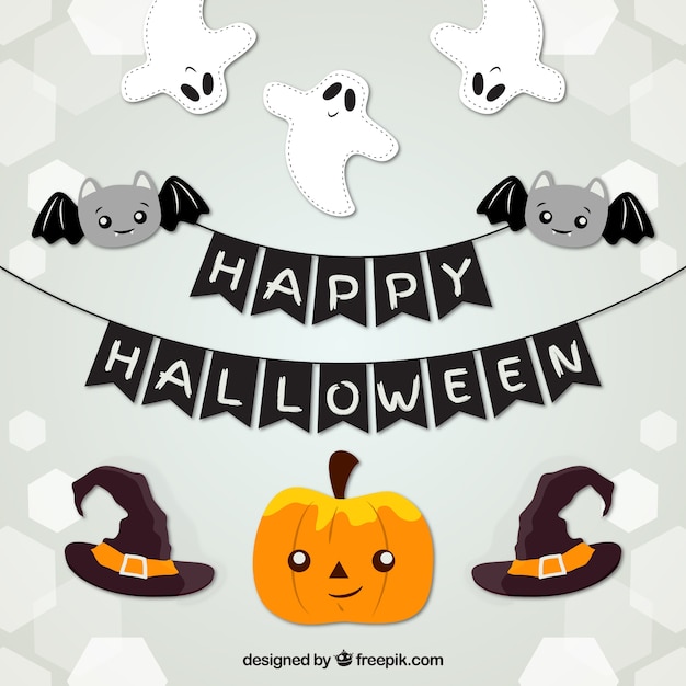 Free Vector lovely halloween party items