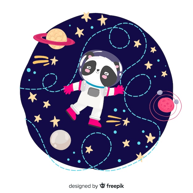 Free vector lovely hand drawn astronaut character