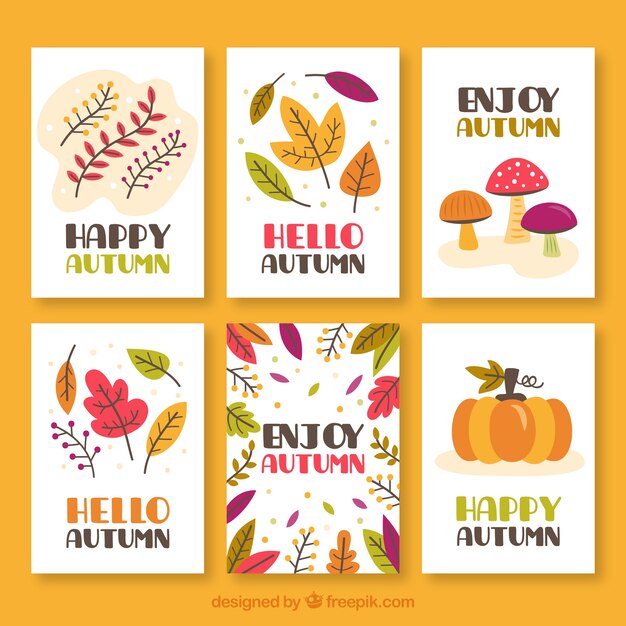 Lovely hand drawn autumn card collection