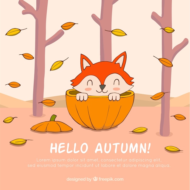 Free vector lovely hand drawn autumnal background