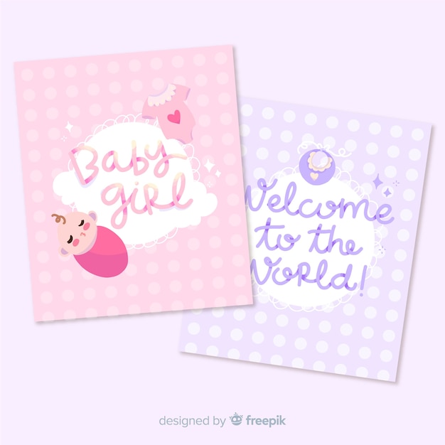 Lovely hand drawn baby shower card collection