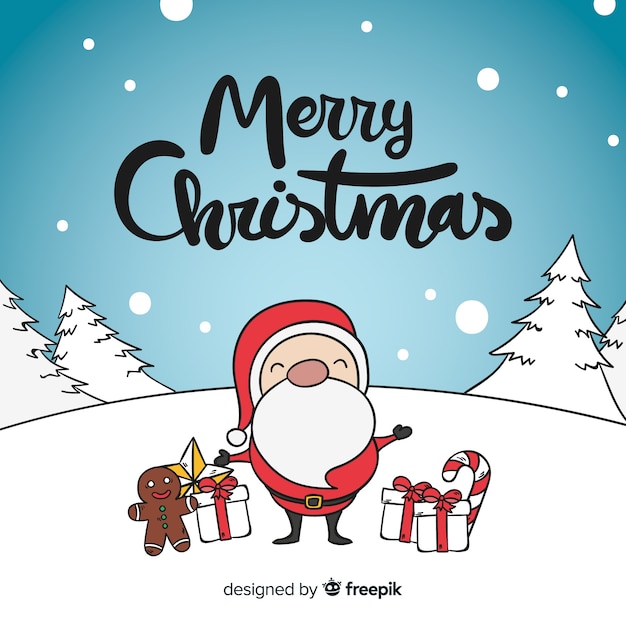 Free Vector lovely hand drawn christmas background