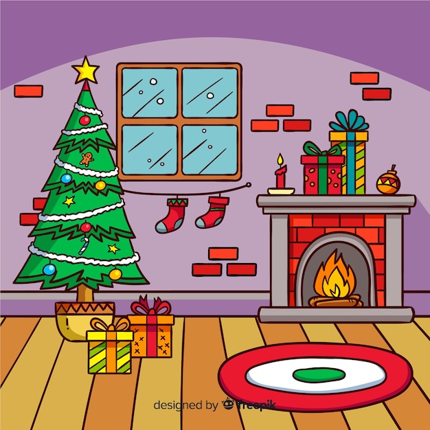 Lovely hand drawn christmas background