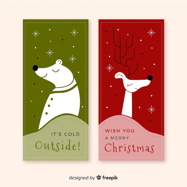 Free Vector lovely hand drawn christmas banners