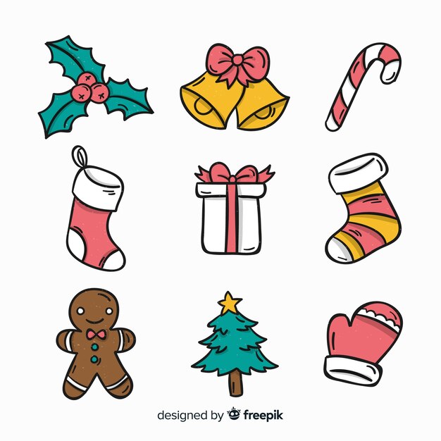 Lovely hand drawn christmas element collection