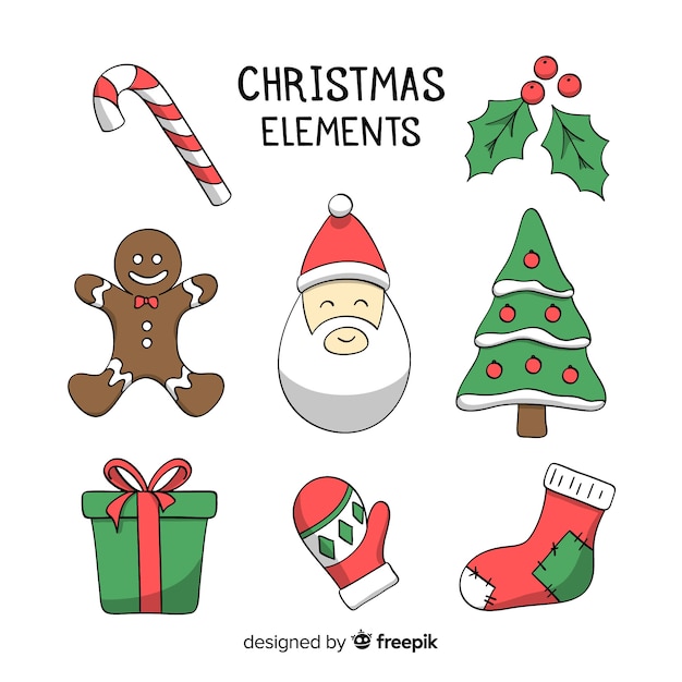 Lovely hand drawn christmas element collection