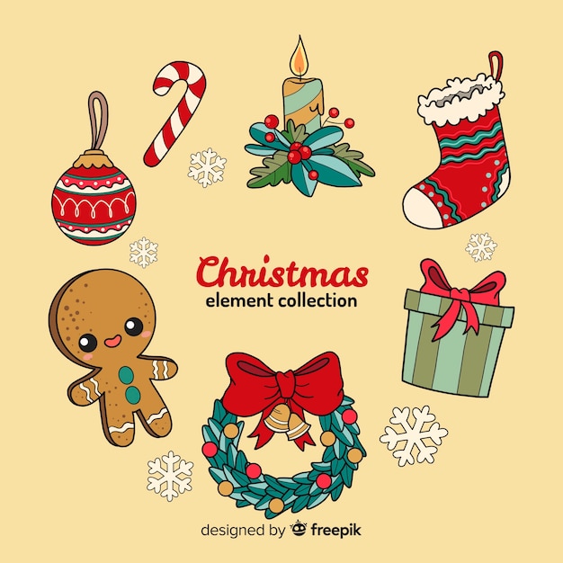 Lovely hand drawn christmas element collection