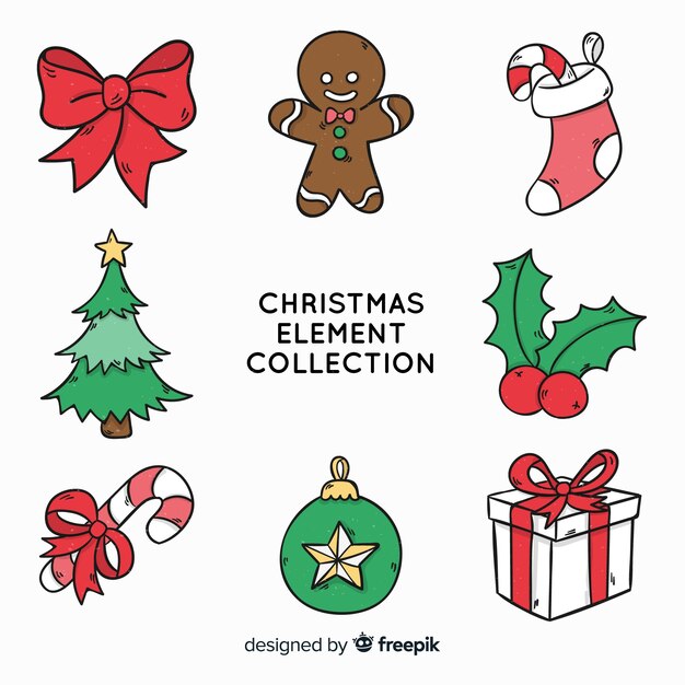 Lovely hand drawn christmas element collection