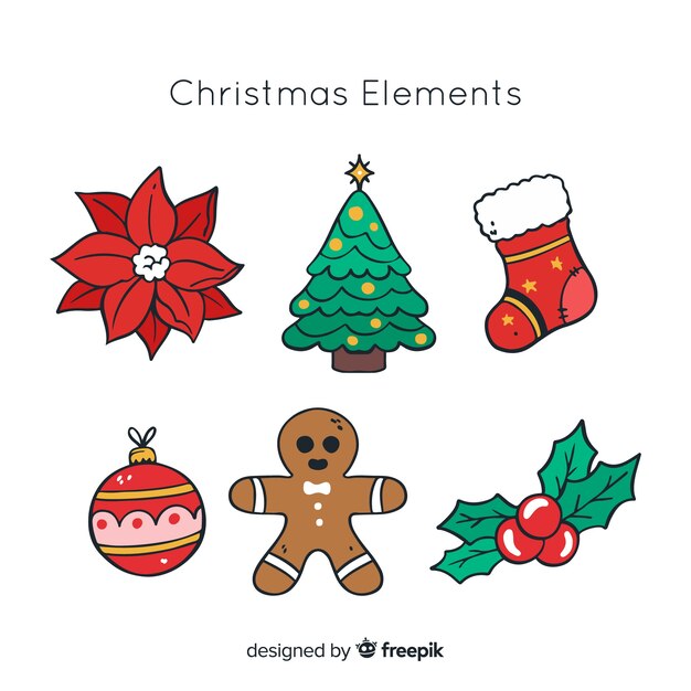 Lovely hand drawn christmas element collection