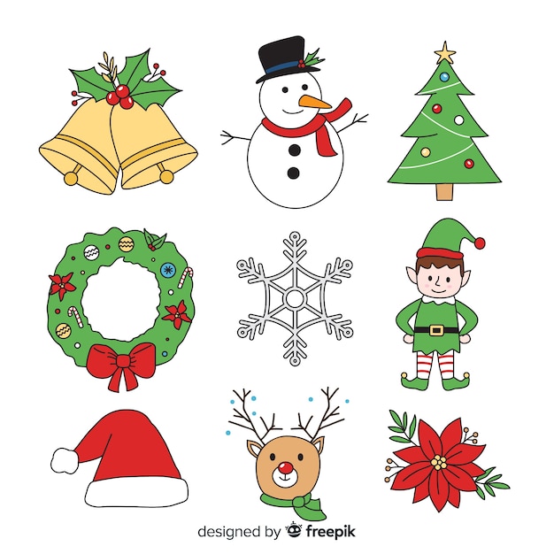 Lovely hand drawn christmas element collection