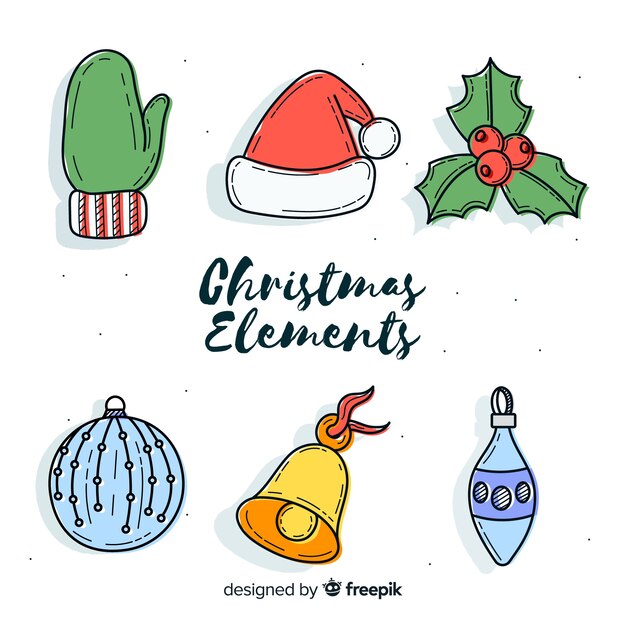 Lovely hand drawn christmas element collection